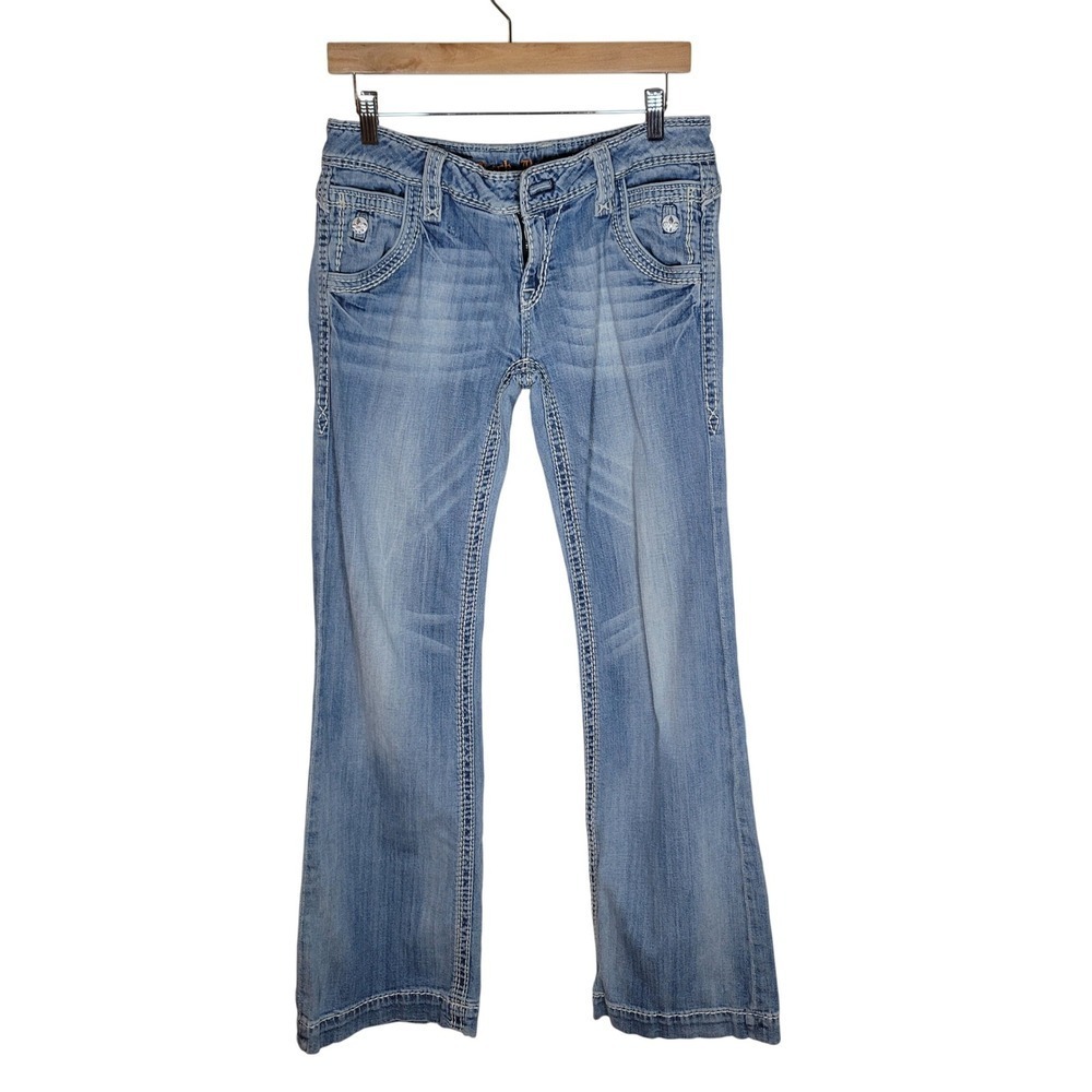Rock Revival Elizabeth Low Rise Wide Leg Jeans Women's Size 30 Western Boho